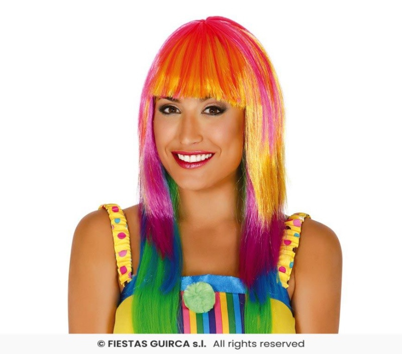 Peluca multicolor larga