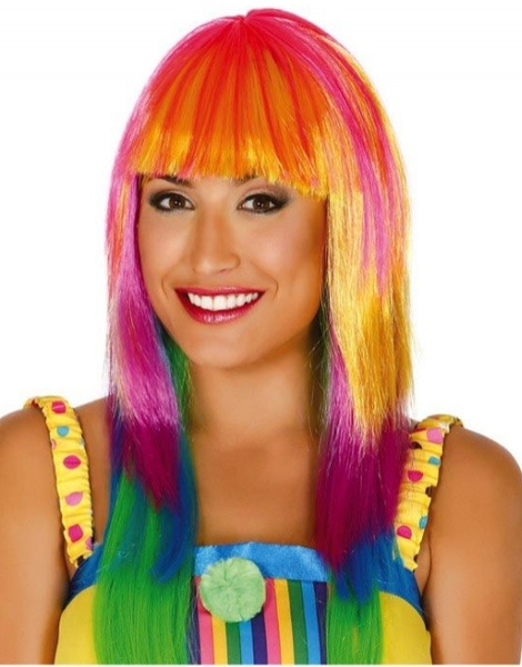 Peluca multicolor larga