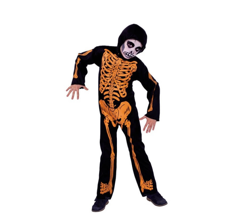 Disfraz Esqueleto Rx naranja 3/4 años
