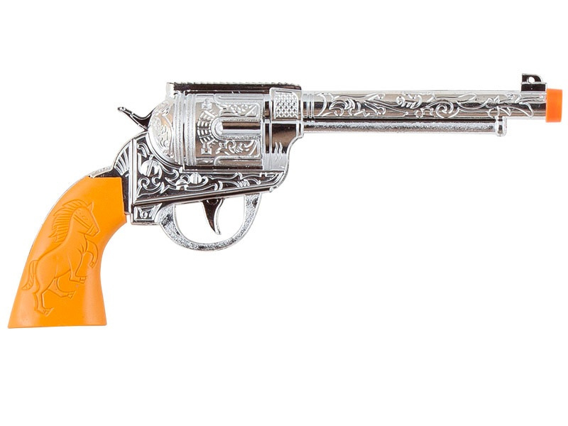 Pistola Vaquero plateada 29 cms.