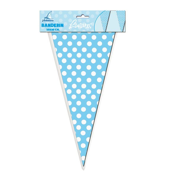 Banderín Lunares Azul 3 M. 17.5x37.5 Cm.