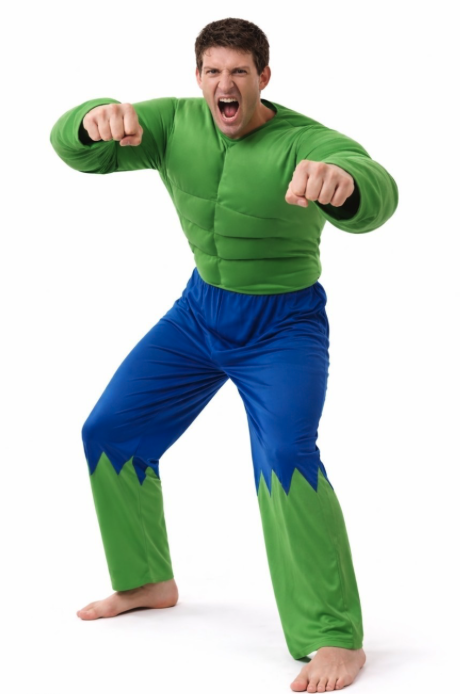 Fato de homem musculoso verde forte