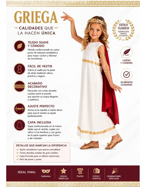 Disfraz Griega infantil unisex